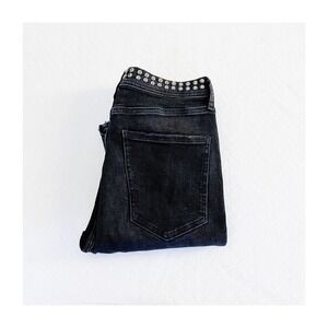 Agolde Super High Rise Roxanne Black Denim Silver Waist Band Highway SZ28